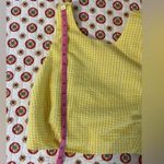 NWT Renuar Yellow & White Picnic Cropped Tank Open Back Photo 3