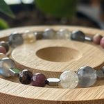 Handmade Elegant Citrine + Labradorite + Rhodonite + Hematite Beaded Bracelet Photo 1