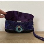 Ecote Beaded Purple Blue Shiny Metal Glamour Sequin Wallet Clutch Wristlet Vtg Photo 3