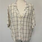 Madewell  Windowpane Linen Blend Crop Resort Shirt Sz XL Antique Cream Photo 1