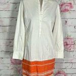 Ann Taylor 🔥5 for $25 sale🔥 white collared shirt dress with orange hem line Photo 0