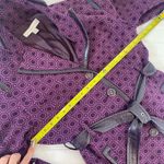 NY & COMPANY Trench Coat Jacket Belted Classic Purple Geo Print Size Medium Photo 7