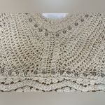 Rebellion Again Y2K Stud Details Chic Crochet Lace Crop Cream Top‎ Size S Photo 4
