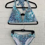 Kona Sol 2 pc Blue and White Patterned Bikini Set Photo 0