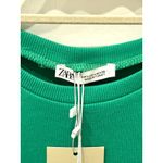 ZARA NWT Ribbed Crewneck Ruffle Sleeve Mini Bodycon Dress Green Women's Sz Large Photo 4