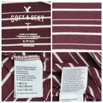 American Eagle AEO  Womens Soft & Sexy T Size S Dark Red White Stripes Photo 1