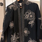 Susan Bristol ‎ Silk Open Front Embroidery Jacket Size Medium Photo 0