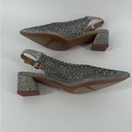 J. Renee Pranil Size 7 M Pewter Silver Rhinestone Slingback Pumps Block Heel Photo 6