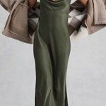 Anthropologie Satin Cowl Sleeveless Slip Maxi Green Dress Women's XS Photo 0