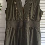 Army Green Sleeveless Romper W/ Gold Zippers Size L Photo 0