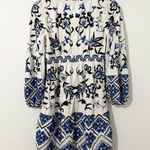 Anthropologie Sweetheart Embroidered Minidress Blue White Floral Size US 2 Photo 5