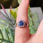 Sterling Silver Tanzanite Heart & White Cz Ring size 9 Purple Photo 1
