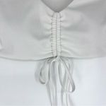 Zaful Ribbed V-Neck Short Sleeve Cropped Top White Size 8 Photo 1