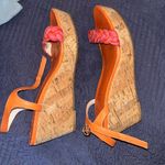 Jack Rogers NWOT  Cork Wedge heels, pink peach orange, size 7 boho Photo 2