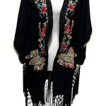 Johnny Was Silk Embroidered Fringe Kimono S Boho Festival Duster Indie Retro Photo 0
