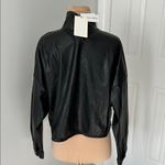 Industry Republic Clothing Black Faux Leather Crop Jacket Size L Photo 3