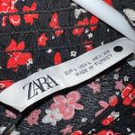 ZARA Black Red Floral Printed High Neck Long Sleeve Midi Dress Photo 6