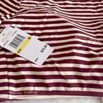 Michael Kors  Bikini Shirt Medium Ruby Stripe Tye Front Plunging Neck Padded Cups Photo 4