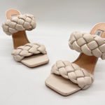 Steve Madden  Sandals Womens 6 Cream Kenley Braided Heeled Sandals Mules‎ Heels Photo 0