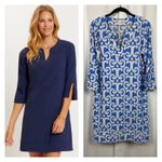 Jude Connally Blue Swirl Megan 3/4 Sleeve Jude Cloth Shift Dress Sz.L Size L Photo 1