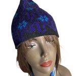 EDELWEISS SKIWEAR Winter Hat Black Purple Geometric Knit Pattern VINTAGE Unisex Photo 0