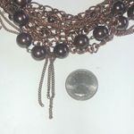 Brass Bronze Tone Multi Strand Beaded Fringe Boho Necklace Photo 4