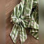 Cinq a Sept Flora Gingham Wrap Top‎ Tie Sleeve Blouse Green NWT Photo 5