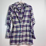 ZARA  Women’s Plaid Flannel Button Front Shirt Mini‎ Dress Medium Photo 3