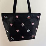 Vintage Y2K Shell Starfish Print Beachy Nylon Shoulder Bag Purse Black Photo 2