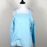 Love Riche Top Cold Shoulder Blue Tie String Photo 0