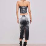 Cider  | Black & White Tube Abstract Crop Top & Mid Rise Two-Piece Midi Skirt Set Photo 1