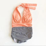 Cupshe Swimsuit Size Medium New Halter Tie Neck Gray Coral Vacay Beach Pool Trip Photo 8