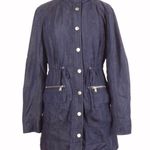 New York & Co. Navy Blue Denim Trench Coat Photo 1