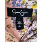 Jessica Simpson  Women's Pink Floral Short Sleeved Button Up, Tie Top, Viscose, L Photo 4