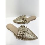 42 Gold Shoes Womens Size 5 Pointed Toe Metallic Leather Mules Photo 8