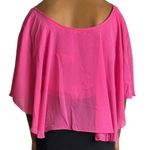 Love by Design Pink Sheer Cape Top Crochet Trim Flowy Blouse Cover Up Cropped XL Photo 5