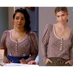 Anthropologie Puff Sleeve Knit Henley Top Women's M Boat Neck Romantic Prairie Photo 1