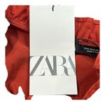 ZARA  Ruffle Poplin Blouse Smocked Cropped Top Rust Orange Women Size‎ Small NWT Photo 9