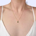 Handmade Gold Plated Green Emerald Gem Stone Necklace 💚 Photo 0