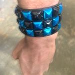 1 pc faux leather Gothic Black and Blue Studded Bracelet Multiple Photo 2