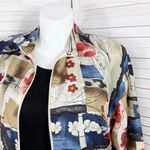 Oleg Cassini Vintage  Tropical Floral Print Silk Windbreaker Track Jacket Large Photo 4