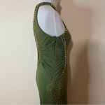 Jovani  89892 olive green gold studs jersey cutout halter mermaid dress NEW 4 Photo 2