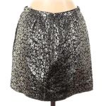 J.Crew Collection Silk Metallic Silver Navy Formal Print Mini Skirt Size 2 Photo 2