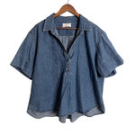 Xirena Popover Denim Shirt Short Sleeve Boxy Womans XL Blue Photo 0