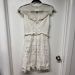 Three Floor  Womens White Lace in Line Mini Dress Frilly Ruffles Size 6 Small Photo 2
