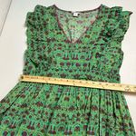 Sundance  Mystical Mosaics Green Boho Tiered Ruffle Cotton Maxi Dress Size Medium Photo 9
