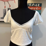 Aeropostale White Flutter Sleeve Crop Blouse Photo 0