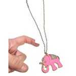 Pink elephant pendant necklace gold chain Photo 6