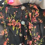 Pink, Orange & Black Flutter Short Sleeve Blouse with Ruffled Details Photo 2