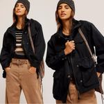 Free People  Arya Cargo Utility Jacket in Black Oversized Size XL Grunge 90s Photo 1
